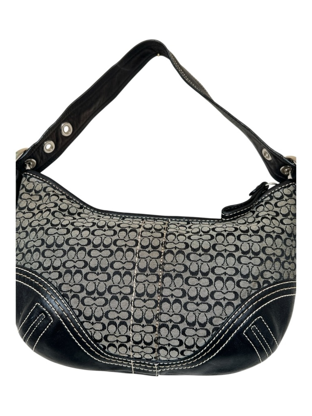 Vintage Coach Soho Signature Mini Hobo Bag - Y2K Black & Grey Demi Purse - Picture 5 of 12